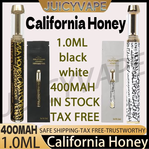 California Honey Jetable Vape Pen Vide E Cigarettes 1ml Or Bobine En Céramique Atomiseurs 400mah Batterie Rechargeable Cartouches D'huile Épaisse Paquet vs Cake Packwoods