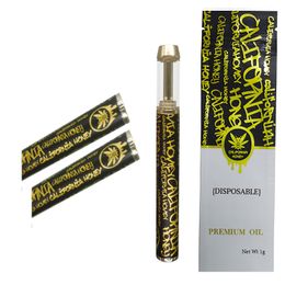 California Honey Stylos à vape jetables 1,0 ml Vaporisateurs en or noir Cigarettes électroniques vides 400 mAh Batterie rechargeable Goût pur USA STOCK pour sac d'emballage d'huile épais