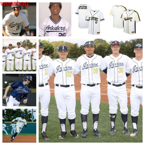 California-Irvine 18 Finnegan Wall 27 Jacob King 22 Cameron Wheeler 42 Tanner Brooks camiseta de béisbol 21 Cooper Robinson 33 Max Martin 44 Nick Rincover cosido a medida