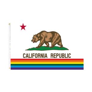 California Rainbow Flag Freeshipping Pride LGBT Direct Factory 90x150 voor binnenhangende buitendecoratie binnenshuis