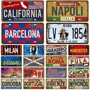 California Tinplates Plaque plaque Madrid Paris Decor City Metal Sign Vintage Tin Sign For Bar Pub Man Cave Cave Club Mur Mur All Decor Craft Home Decor 6x12 Inch