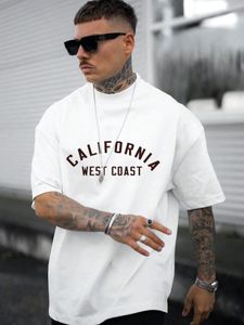 California West Brief Heren Katoenen T-shirt Persoonlijkheid Vintage Casual Tops All-wiskunde Oversize Tee Kleding Man Korte Mouw 240118