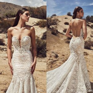 Calla blanche 2020 zeemeermin trouwjurken lieverd delicate kant bruidsjurken mouwloze backless sweep trein vintage boho trouwjurk