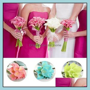 Calla Lily Bruid Boeket 34cm Lange Single Artificial Flower Silk 13 Kleur optie voor Wedding Anniversary Woondecoratie Drop Levering 2021