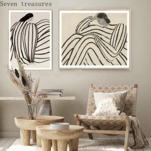Affiche de calligraphie avec lignes abstraites, simplicité moderne, Sofia Lind, Art mural, peinture sur toile, image nordique pour décoration de salon et de maison