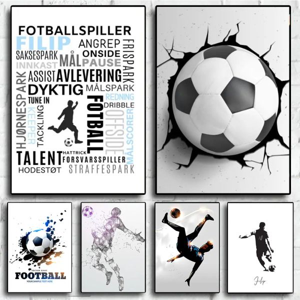 Calligraphie abstraite moderne simple Football peintures créatives mur Art toile affiches et impressions photos pour salon chambre d'enfants décor à la maison