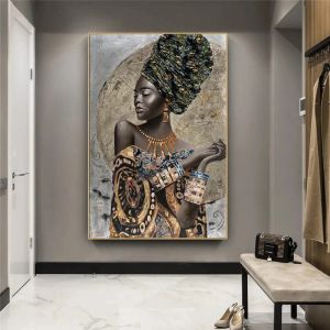 Calligraphie Femme Noire Africaine Graffiti Art Affiches et Impressions Abstraites Fille Africaine Toile Peintures sur Le Mur Art Photos Décoration Murale
