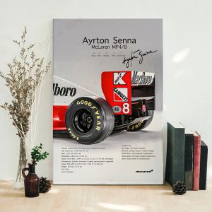 Calligraphie Ayrton Senna Mclaren MP4 8 1993 Formule 1 F1 Voiture Toile Affiche Impression Art Nordique Affiche Moderne Salon Décor À La Maison Sans Cadre