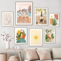 Calligraphie Boho voyage affiche botanique toile peinture minimaliste plante tropicale Art impression nordique mur photo pour salon décor