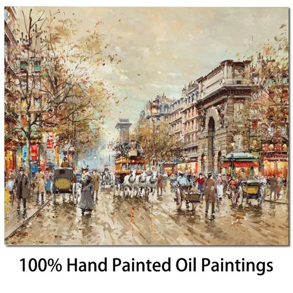 Calligraphie Toile Art Peinture à l'huile abstraite Paris Street View Fait à la main Antoine Blanchard Oeuvre La Porte St. Décoration murale de paysage moderne