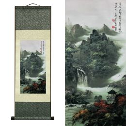Calligraphie Style Chinois Encre Soie Rouleau Peinture Soie Bobine Roulant Tenture Murale Art pour Décoration Murale (39 po x 12 po)