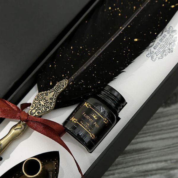 Stylo à plume de calligraphie avec 2 plumes, coffret cadeau d'écriture, sans encre, 240219