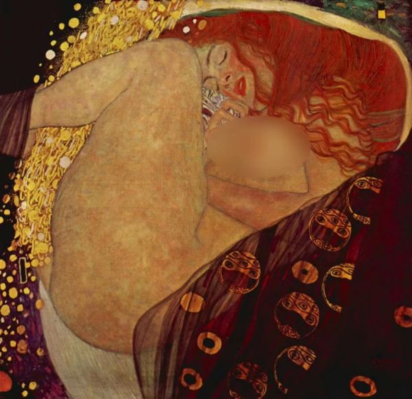 Calligraphie Gustav Klimt peinture à l'huile Reproduction sur toile de lin, Danae, livraison rapide gratuite, 100% fait à la main, qualité musée