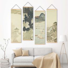 Calligraphie Style nordique japonais paysage affiches imprimé paysage défilement peinture toile mur œuvre photos décoration de la maison pour chambre