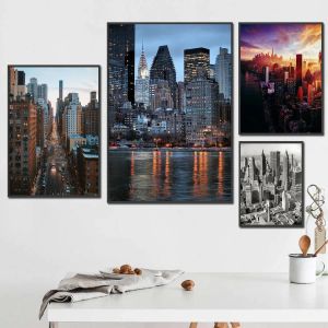 Kalligrafie NYC skyline 24x36 Decoratieve Canvas Posters Kamer Bar Cafe Decor Gift Print Art Muurschilderingen