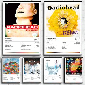 Kalligrafie The Bends Hot Rock Muziek Album Cover Foto Zanger Band Radiohead Posters Voor Kamer Bar Canvas Schilderij Kunst Thuis muur Decor Gift