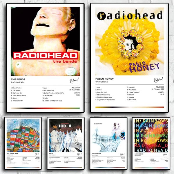 Couverture d'album de musique Rock chaud avec calligraphie The Bends, affiches de groupe de chanteur Radiohead pour chambre, Bar, peinture sur toile, décoration murale de maison, cadeau