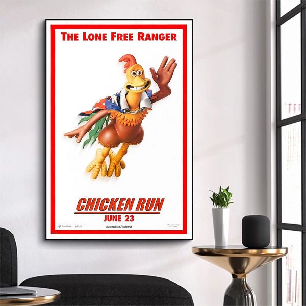 Affiche en tissu de soie HD avec calligraphie WM3037 Chicken Run (2), merveilleux film classique, décor artistique, peinture d'intérieur, cadeau
