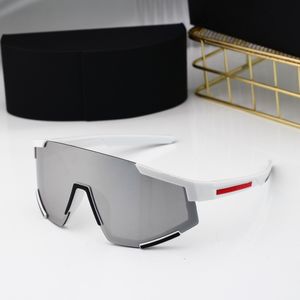 Rustige zelfverzekerde bril mooie tij stralingsframe designer zonnebril Zonnebril Witte Designer Visor Red Stripe Mens Women Women Cycling brillen