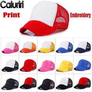 CALURIRI 1PC GRATIS printen Aangepaste mesh Trucker Fashion Men Women Children Children Hat Travel Team Baseball TUKER CAP 220623