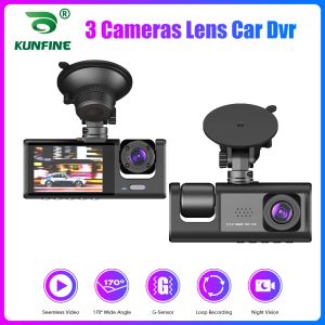 Cam Car DVR HD 1080p Dash Camera 3 Lens 2,0 pouces IPS Recorder Cycle Dashcam Mirror Drivor Recorder Vision nocturne