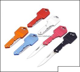Cam Cuchillos de caza 6 colores Forma de llave Teclas multifuncionales Mini cuchilla plegable Cuchillo de fruta Sable al aire libre Swiss Drop Delive Ot6Uo9571114