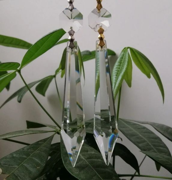 CAMAL 2PCS 78 mm ICTICLE DROP CRISTAL PRISMES PENDANT PIle OCTORNE BOIL