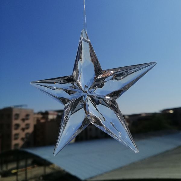 CAMAL 2PCS 90 mm (2 trous) Clear acrylique étoile en forme de lustre ridelier rideau de mariage Éclairage partielle arbre de Noël suspendu