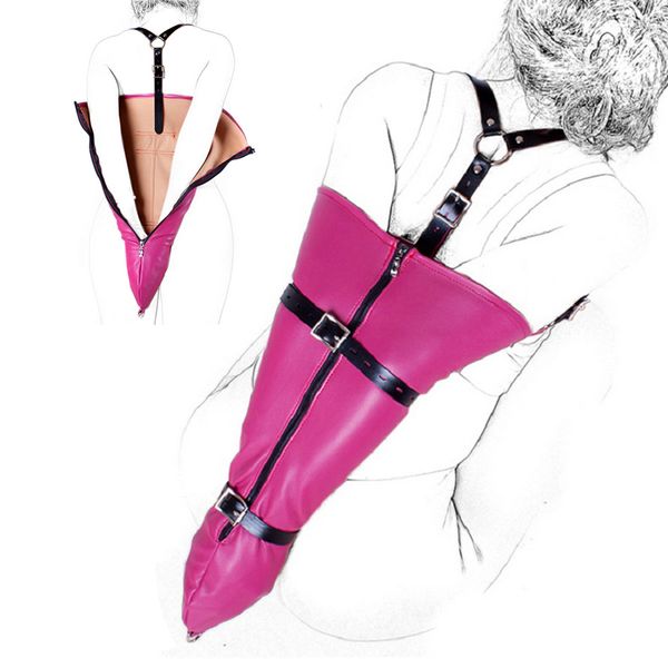 camaTech Over Shoulder Armbinder Single Glove One Arm Binder Harness Sleeve Veste droite avec sangles Bondage Restraints Y191203