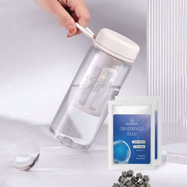 CAMAZ – bouteille d'eau d'extérieur à hydrogène de 450ML/600ML, Nano tasse en Tourmaline, flacon d'eau filtrante avec pochette à hydrogène