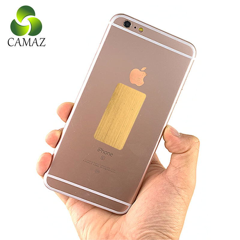 CAMAZ – autocollant de téléphone Anti-Radiation, carré argent or, puce à Ions négatifs, bouclier bloqueur 4G 5G, autocollant de Protection EMF EMR