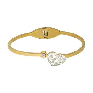 Bracelet de bracelets en acier inoxydable de mode CAMAZ bracelet de coeur poli avec une conception d'ouverture Simple