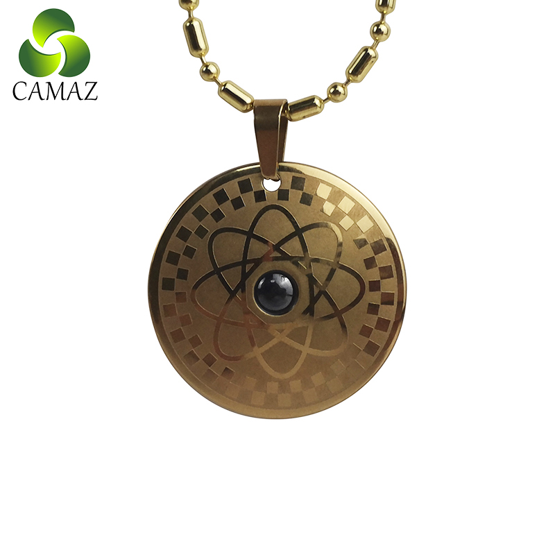 CAMAZ Stainless Steel Mineral Stones Pendant Chain Link Quantum Energy Negative ions Health Care Necklace Pendant For Unisex