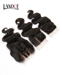 Camboya Body Wave Virgin Hair Lace Lace Middle3 Part Camboyian Human Hair Cierres Tamaño 4x4 pulgadas Top Closes Natu6365641