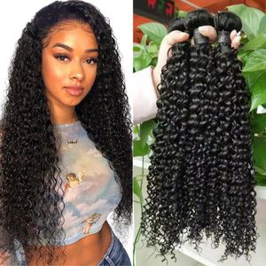 Cambodiaanse krullend haarbundels 3 stks Jerry Curl Remy Human Hair Weave Extensions 8 - 26 inch