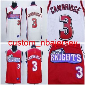 Cambridge Jersey # 3 Comme Mike Knights Movie Basketball Jerseys Blanc Rouge Cousu Nom Numéro Jersey S-XXL