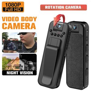 Videocámaras Cámara de video giratoria de 180 ° con visión nocturna 1080P HD Videocámara montada en el cuerpo para registros diarios Uso doméstico