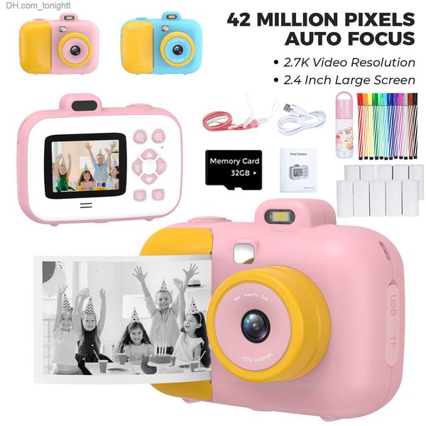 Caméscopes haute définition caméra numérique photo instantanée pour enfants grand autocollant de tête 1000 mAh durable pour la photographie Q230831