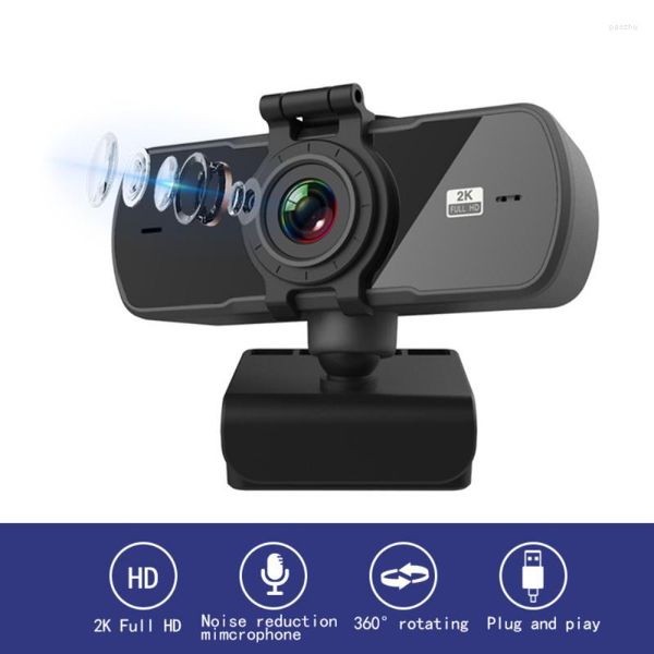 Caméscopes 2K Webcam 1080P Full HD Caméra Web Autofocus avec microphone USB Cam pour ordinateur portable ordinateur de bureau YouTube Webcamera