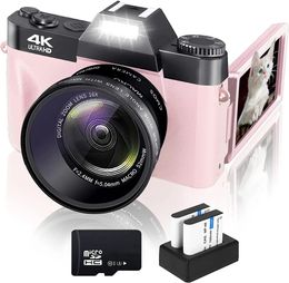 Caméscopes 3 "Écran rabattable 48MP Selfie Caméra 4K Macro Grand Angle Objectif Vlogging Caméscope Komery Digital Wifi Enregistreur vidéo 231006
