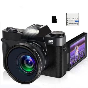 Camcorders 48MP Digital Camera 4K UHD Vlogging Camcorder 30" 180° Flip Screen Selfie Webcam For YouTube Wide Angle Macro Lens 230830