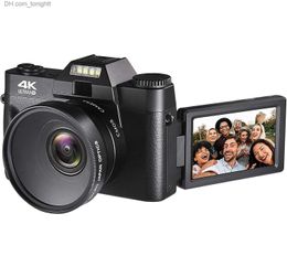 Caméscopes Appareil photo numérique 4K 64MP pour la photographie Caméscope Vlogging Zoom 16X YouTube avec écran tactile WiFi grand angle et objectif macro Q230831