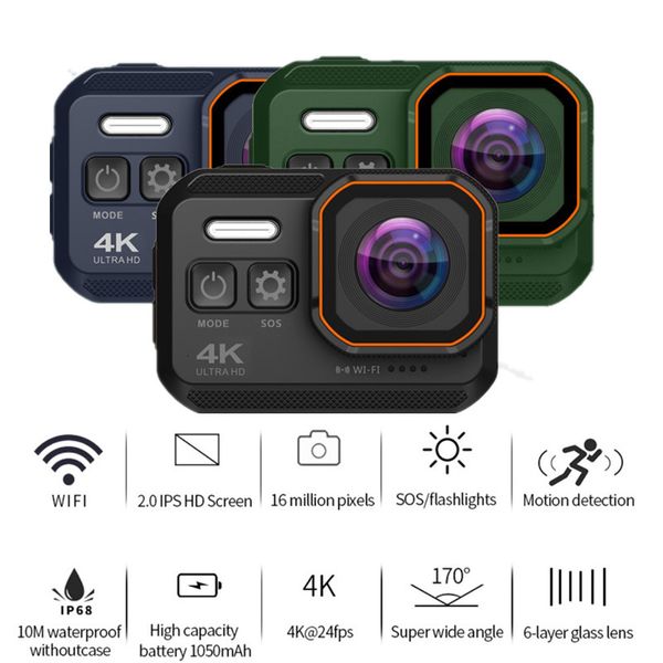 Caméscopes Caméra d'action 4K Ultra HD 60fps 10m étanche 2.0 'écran 1080p caméra de sport Go Drive Recorder Tachograp appareils photo numériques de voyage 230922