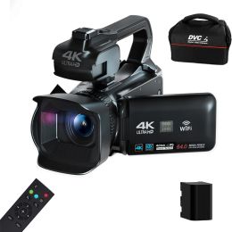 Camcorders 4K Video Camera 64MP Camcorder voor YouTube Live Stream Rotate 4.0 "Touchscreen Digital Vlog Recorder 18x WiFi Auto Focus Webcam