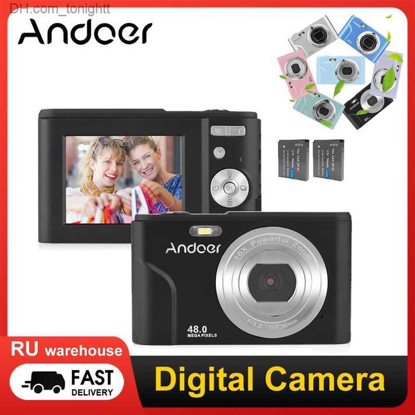 Caméscopes Andoer Appareil photo numérique 48MP 1080P Écran IPS 2,4 pouces Zoom 16X Mise au point automatique Retardateur Détection de visage Anti-secousse Q230831