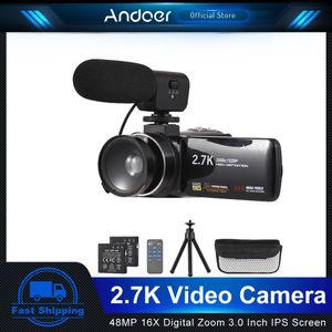 Camcorders Andoer Digital Video Camera Camcorder 2.7K DV Recorder 48MP 16X Digital Zoom Professional met batterijen FilmAdora Profissional 230505