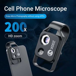 Caméscopes APEXEL HD 200X Microscope Macro Objectif pour téléphone portable Grossissement Poche portable avec filtre CPL LED iPhone Q230831