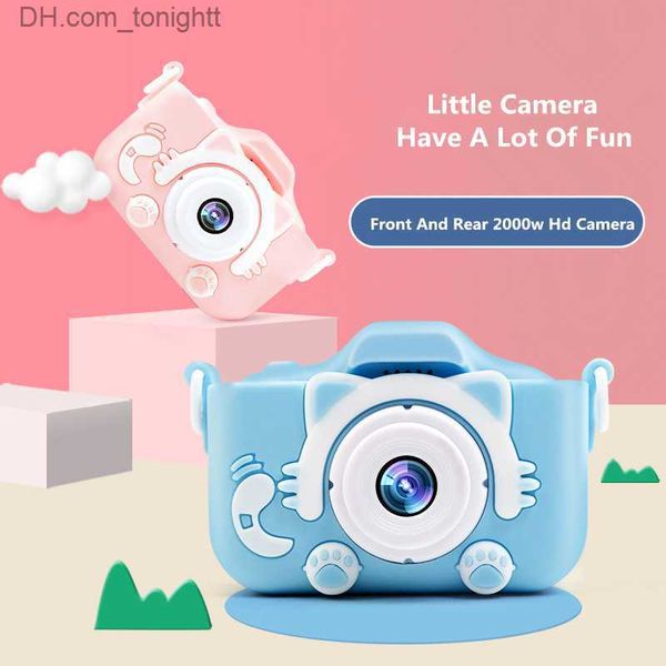 Caméscopes Enfants Enfants Appareil photo numérique avec carte TF 32 Go HD 1080P 2 pouces Caméras de chat mignon Jeu intégré Jouets éducatifs Mini Photo Q230831