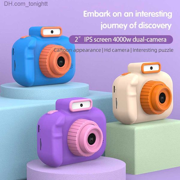 Caméscopes ChildrenCamera haute définition 4000W avant arrière double caméra 2 pouces 1080P HD IPS écran numérique enfants caméra photographie jouet Q230831