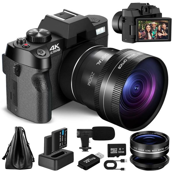 Caméscopes Appareil photo numérique pour la photographie et la vidéo Zoom 16X 4K 48MP Vlogging avec écran rabattable à 180 ° 231025